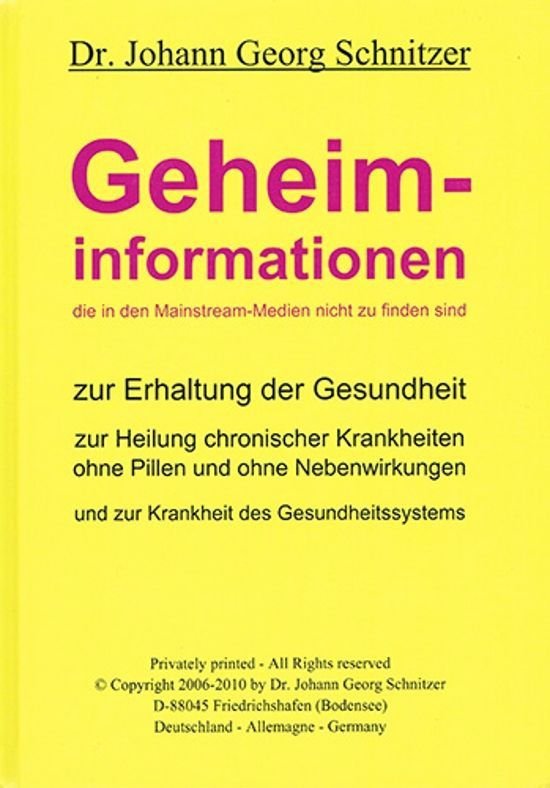 Geheiminformationen – Dr. Johann Georg Schnitzer