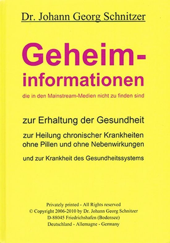 Geheiminformationen – Dr. Johann Georg Schnitzer